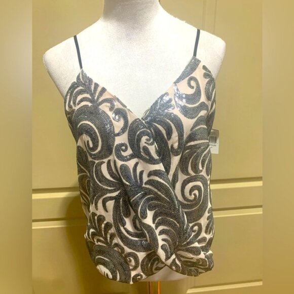 NWT! 1. State “Midnight Soirée” Sequin Strappy Blouse M - Picture 1 of 9